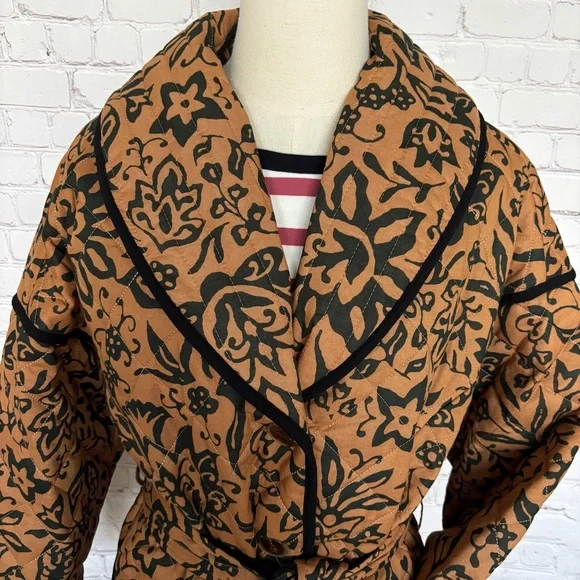 BAGATELLE Quilted Brown & Black Floral Belted Jacket--NWT--XL - Picture 5 of 16